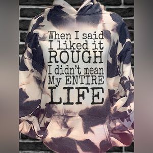 Bleached hoodie with funny design, dtf